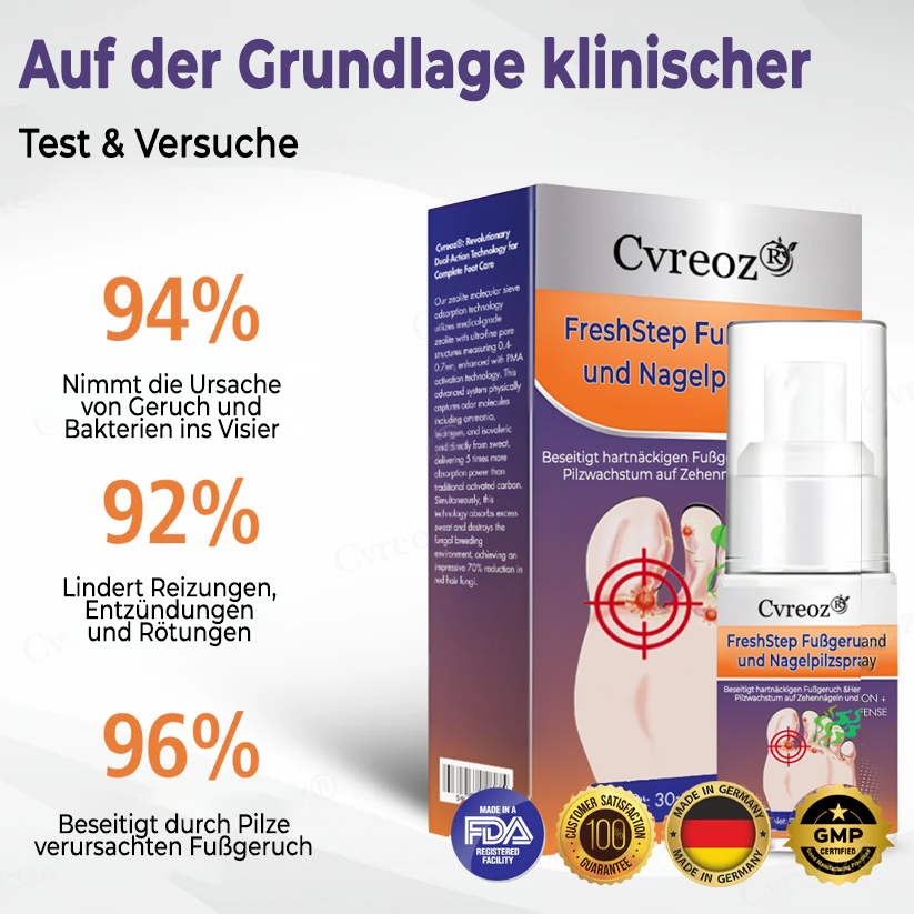 Cvreoz® FreshStep Fußgeruch- und Nagelpilzspray
