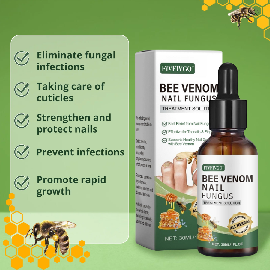 Fivfivgo® Bee Venom Nail Fungus Treatment Solution: Natural Formula for Toenail & Fingernail Health