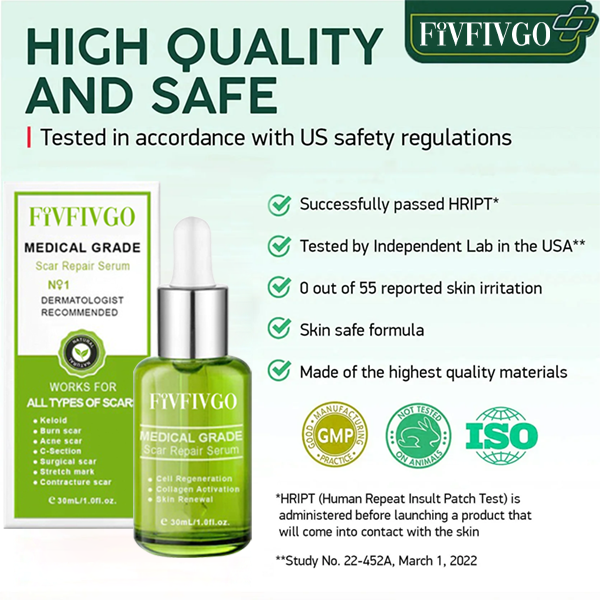 Fivfivgo™ Advanced Scar Repair Serum For All Types of Scars - Especially Acne Scars, Surgical Scars and Stretch Marks