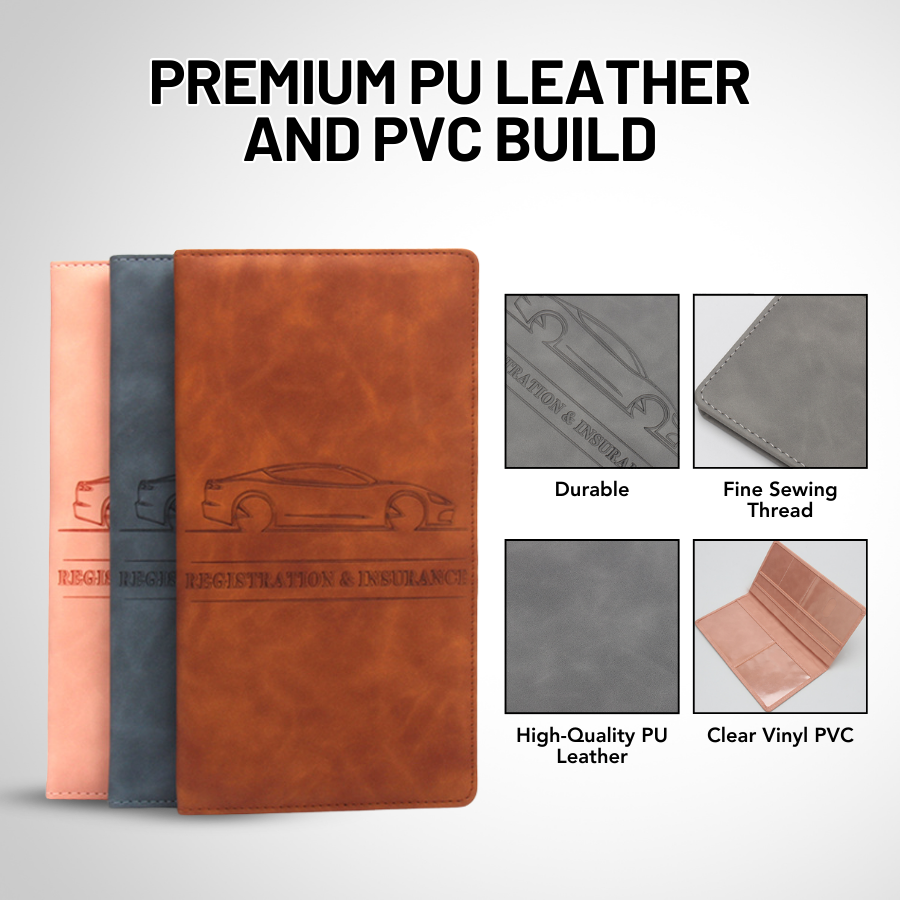 Premium Car Registration & Insurance Card Holder with Magnetic Shut
