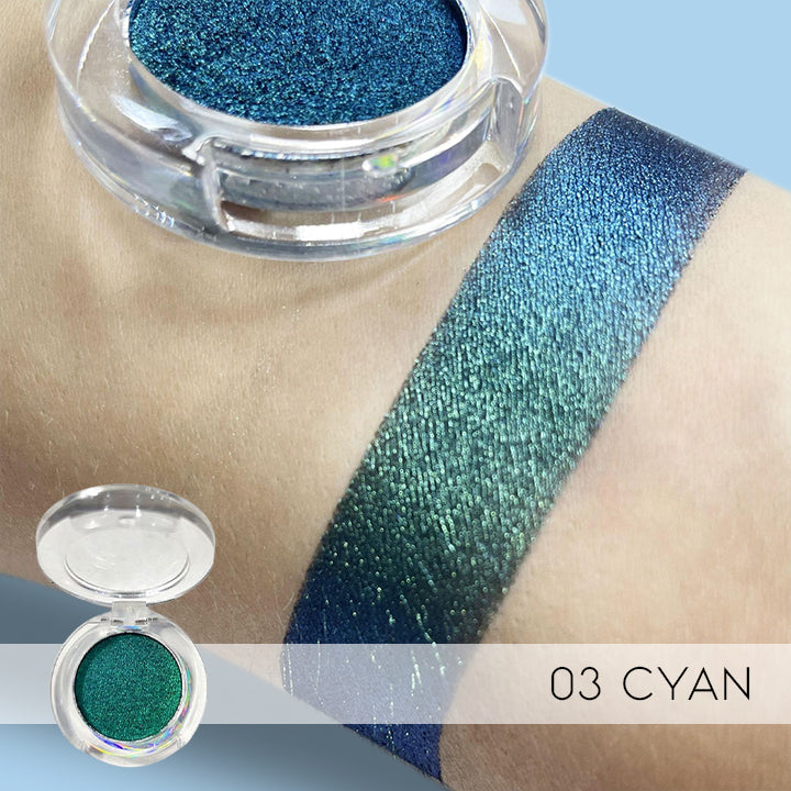 Color Reflect Multichrome Glitter Pressed Eyeshadow Make-up Every Day And Night 03 Cyan 1PC 