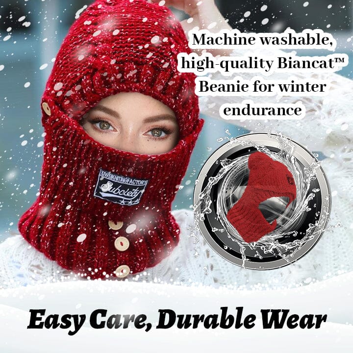 Fivfivgo™ Winter warme Mütze - 2 in 1 Maske Schal Strickmütze