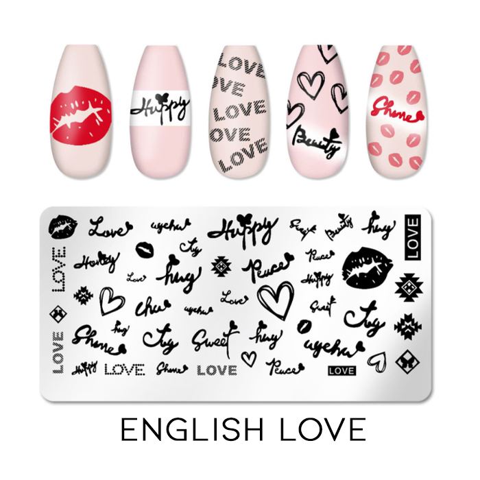 Nail Stamp Art Nail Polishes Every Day And Night English Love 