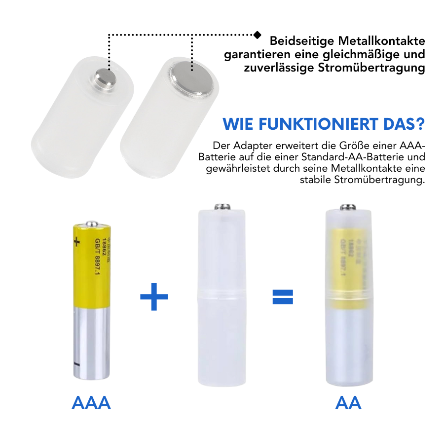 Batterieadapter Konverter für AAA zu AA Batterie