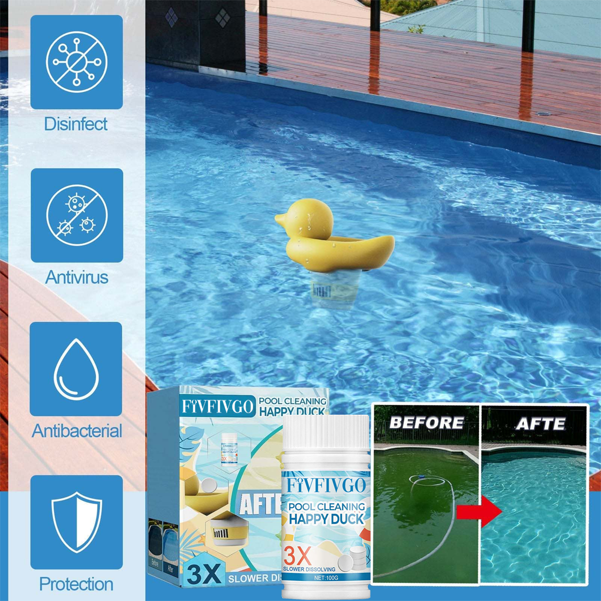 Fivfivgo™ Pulizia della piscina Happy Duck