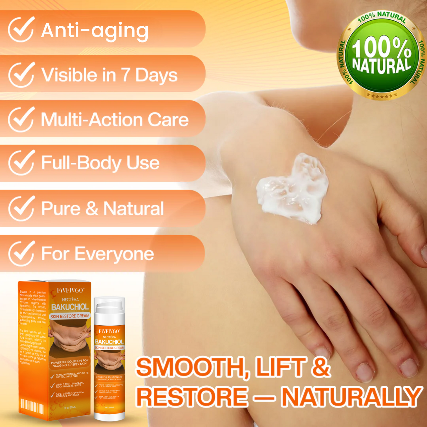 Fivfivgo® Nectéva Bakuchiol Skin Restore Cream (Anti-aging, Hydrating, Skin Firming & Lifting)