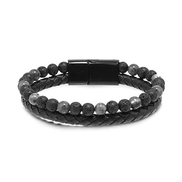 Fivfivgo™ Natürlicher Achat Stein Leder Perlenarmband