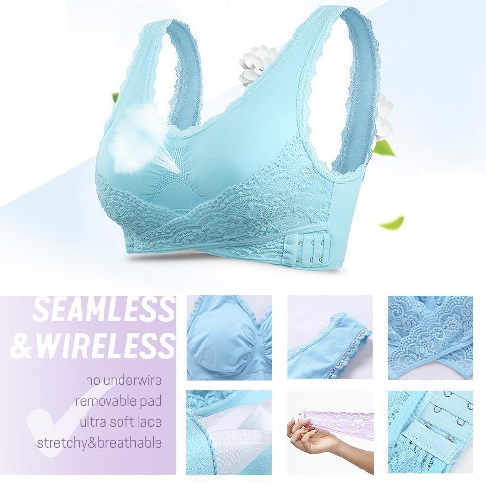 Front Cross Side Buckle Wireless Lace Bra