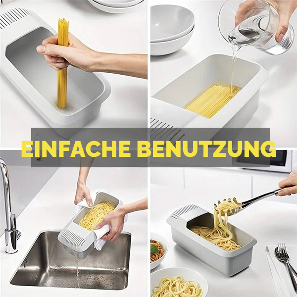 Hitzebeständiges Nudelsieb für die Mikrowelle