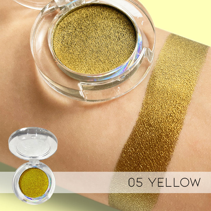 Color Reflect Multichrome Glitter Pressed Eyeshadow Make-up Every Day And Night 05 Yellow 1PC 