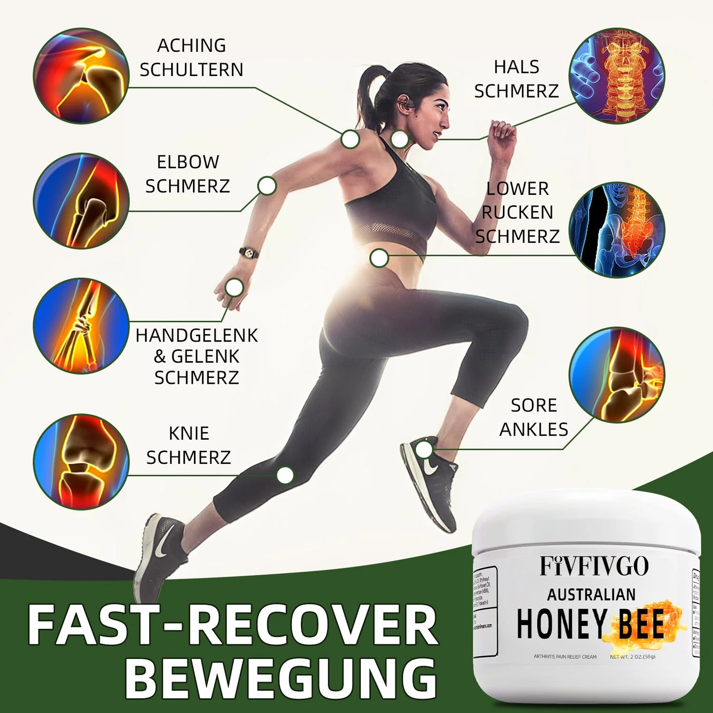 Fivfivgo™ Crème de guérison osseuse et contre la douleur au venin d’abeille australienne