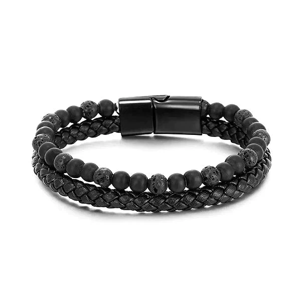 Fivfivgo™ Natürlicher Achat Stein Leder Perlenarmband