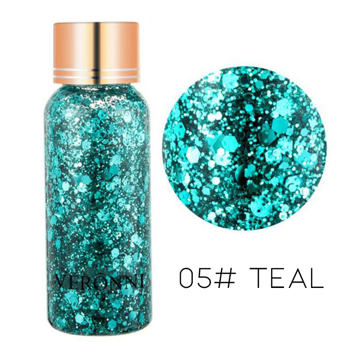High Shine Body & Hair Large Glitter Gel Make-up Every Day And Night 05# Teal 1 pc 