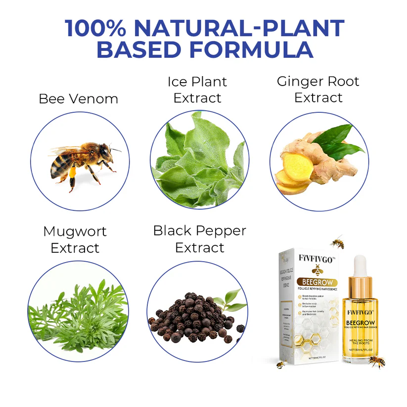 ✅Offizieller Shop: Fivfivgo™ BeeGrow Follicle Reviving Hair Essence 🌿 Anerkannt von AHLA & USP (klinisch erwiesen, um Haarfollikel zu aktivieren, die Gesundheit der Kopfhaut zu verbessern, Entzündungen zu reduzieren und Haarausfall zu verhindern)