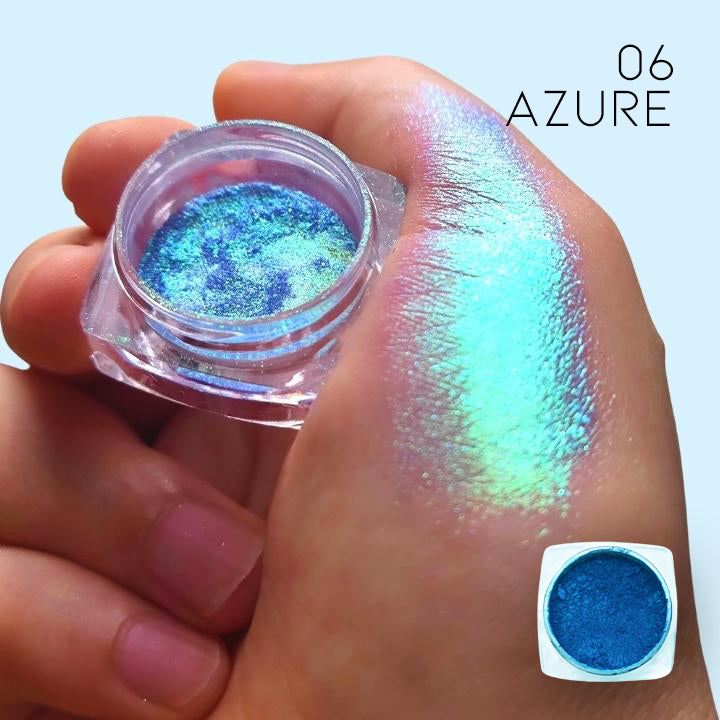 Color Reflect Multichrome Eyeshadow Powder Make-up Every Day And Night 06 Azure 1PC 