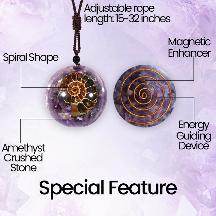 Fivfivgo™ Pendentif magnétique à énergie spirale améthyste