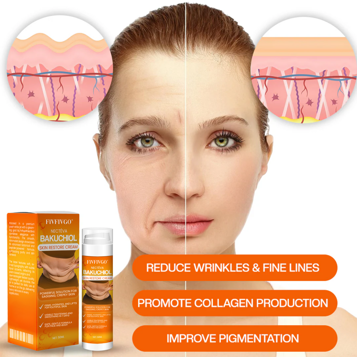 Fivfivgo® Nectéva Bakuchiol Skin Restore Cream (Anti-aging, Hydrating, Skin Firming & Lifting)