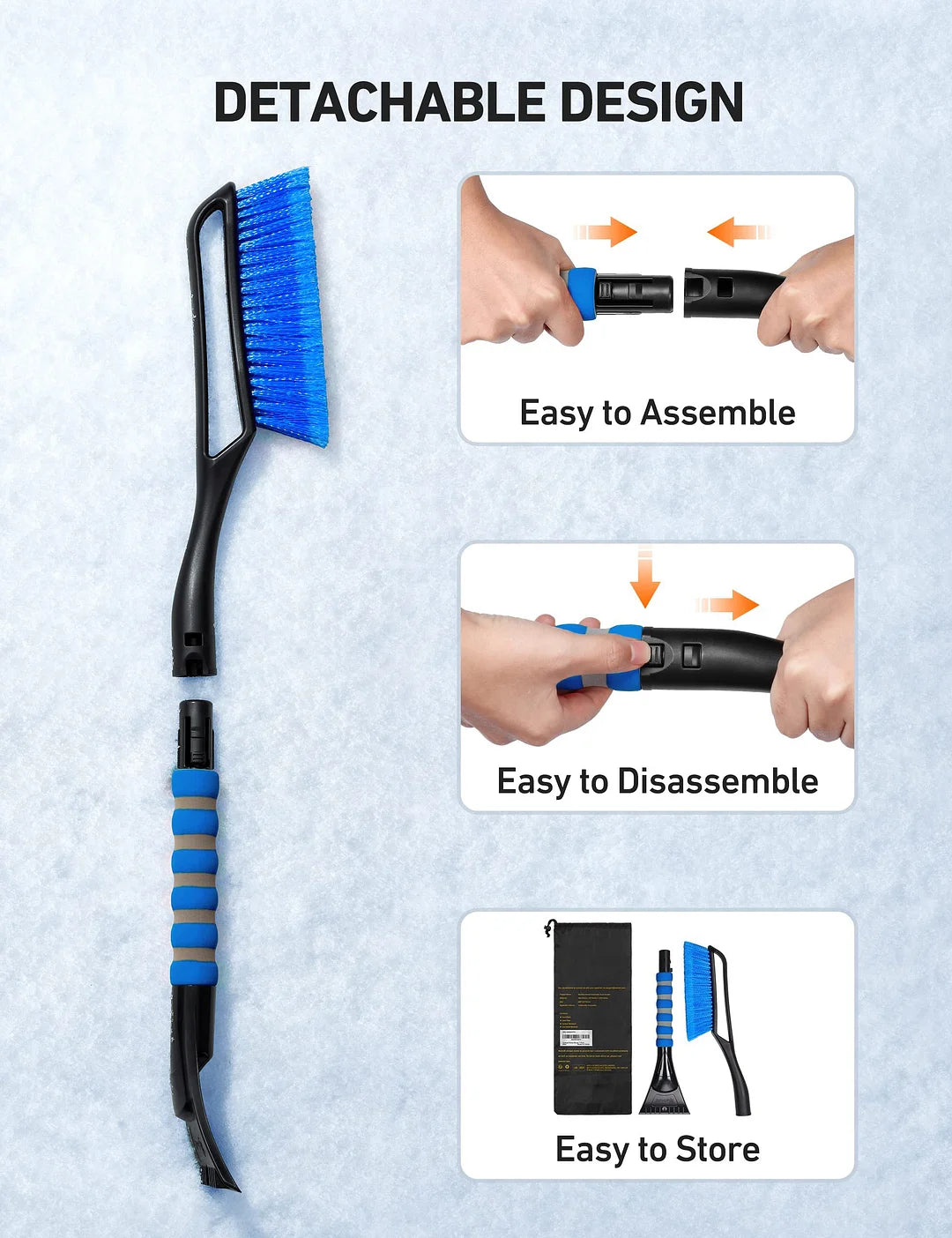 Fivfivgo™ 2-in-1 Detachable Ice Scraper Snow Brush