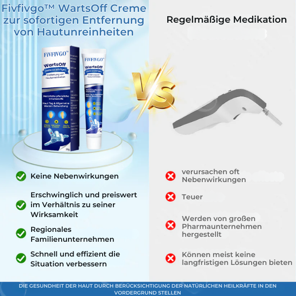 Fivfivgo™ WartsOff Creme zur sofortigen Entfernung von Hautunreinheiten👩‍⚕️Deutsche Dermatologische Gesellschaft (AADA) zugelassen (Entfernung von Hautanhängseln, Warzen und dunklen Flecken)