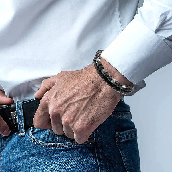 Fivfivgo™ Natürlicher Achat Stein Leder Perlenarmband