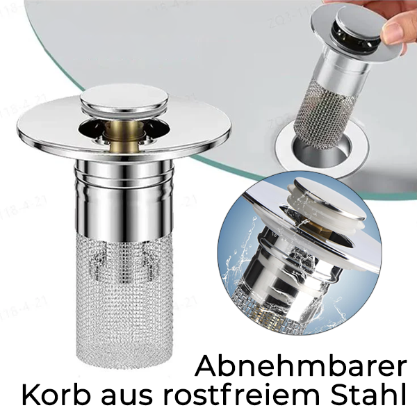 Spülbeckensieb mit herausnehmbarem Korb aus Edelstahl