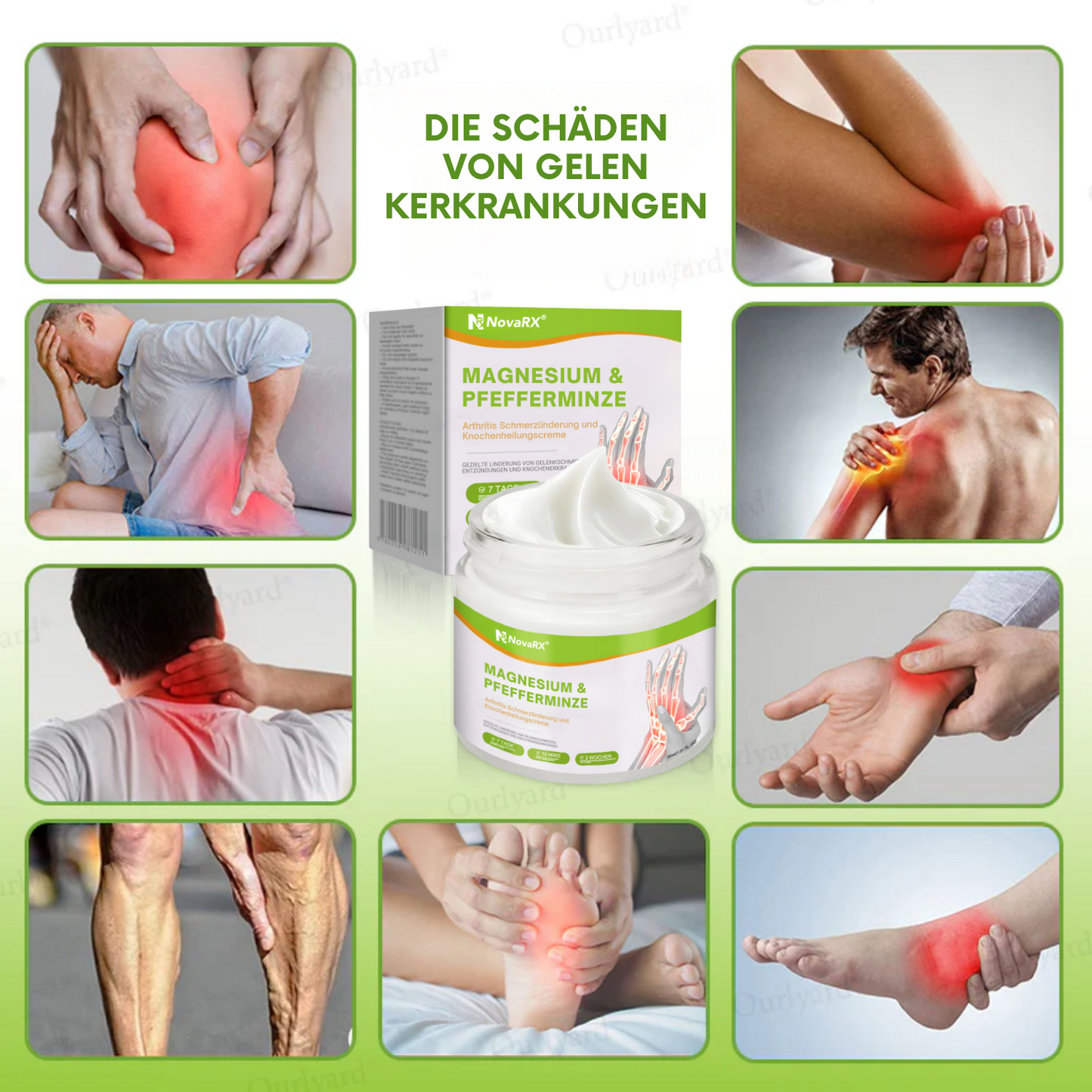 NovaRX® Magnesium & Pfefferminze Arthritis Schmerzlinderung und Knochenheilungscreme
