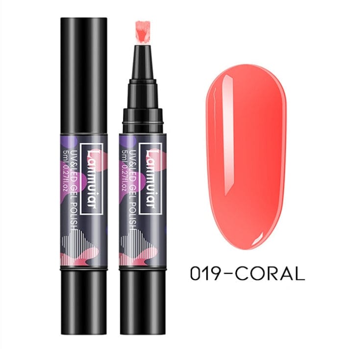 Instant Nail Gel Paint On Brush Pen Every Day And Night 019 - Coral 