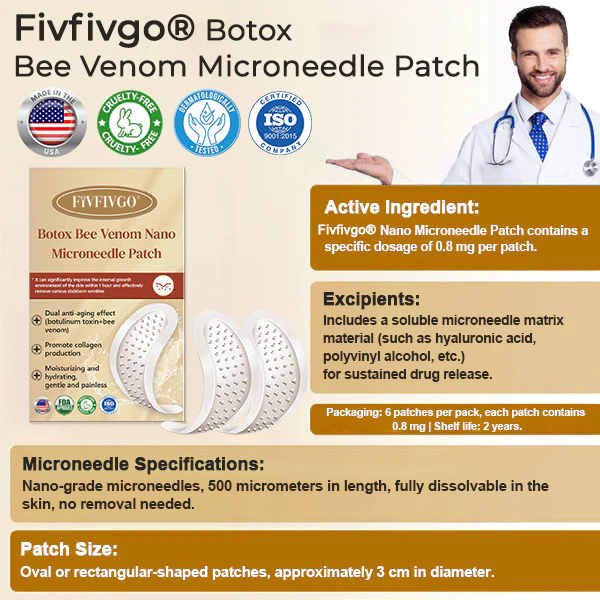 Fivfivgo® Botox Bee Venom Microneedle Patch (Painless, Long-Lasting Treatment for Stubborn Wrinkles and Skin Concerns)