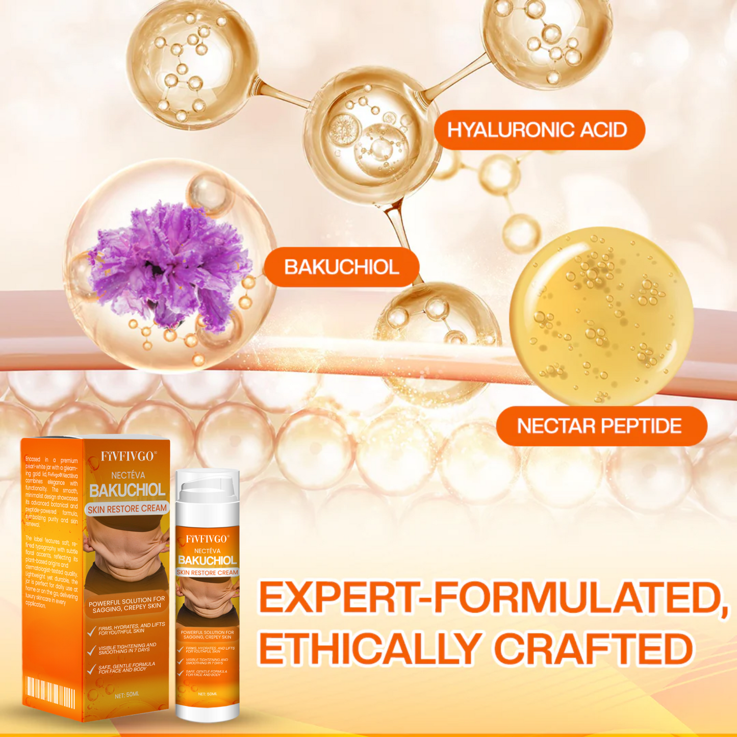 Fivfivgo® Nectéva Bakuchiol Skin Restore Cream (Anti-aging, Hydrating, Skin Firming & Lifting)