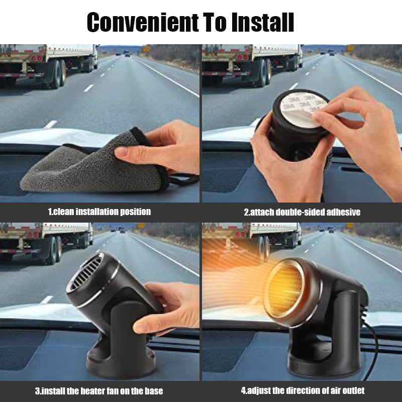 Fivfivgo™ Réchauffeur de voiture Portable Rotatif à 360° pour un déneigement Facile