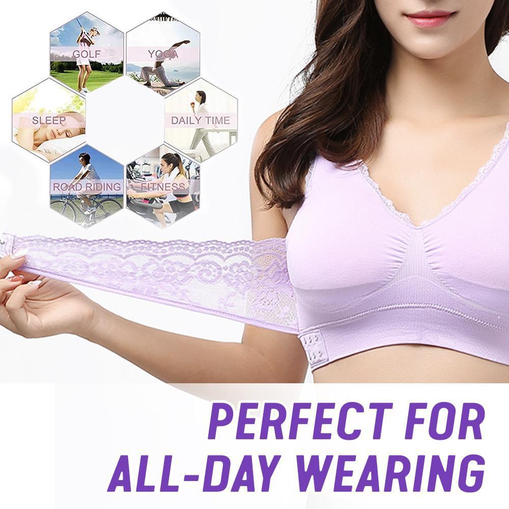 Front Cross Side Buckle Wireless Lace Bra
