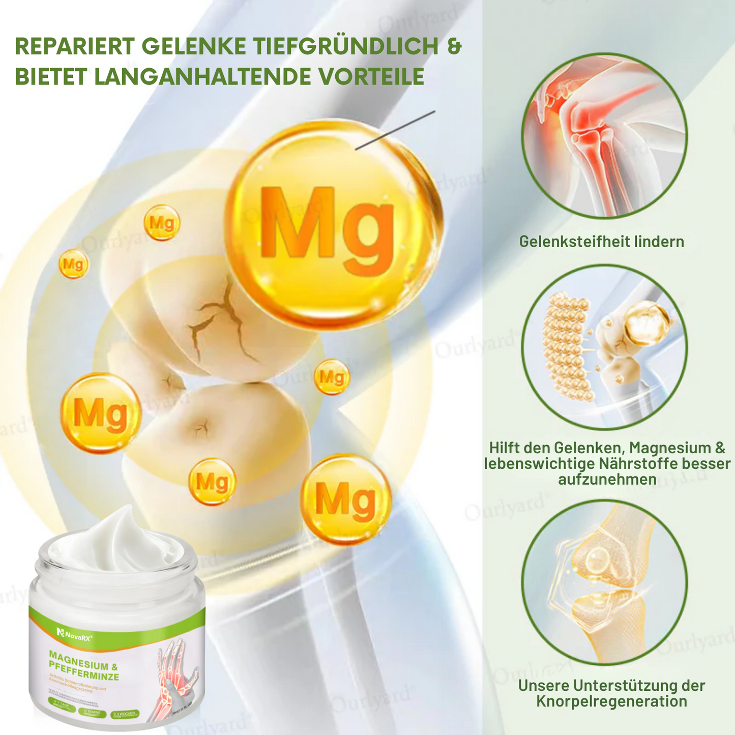 NovaRX® Magnesium & Pfefferminze Arthritis Schmerzlinderung und Knochenheilungscreme