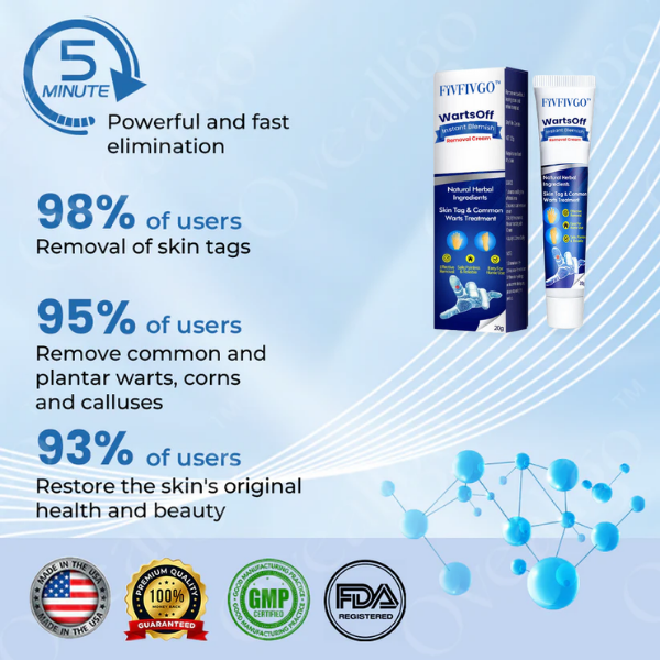 Fivfivgo™ WartsOff Instant Blemish Removal Cream👩‍⚕️USA Dermatology Association (AADA) Approved (Skin Tags, Warts, Dark Spots Removal)