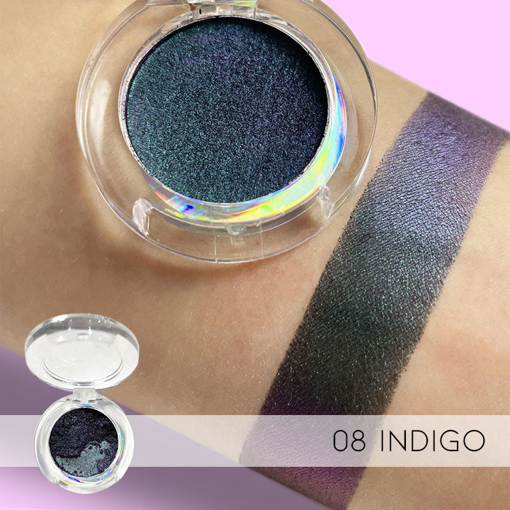 Color Reflect Multichrome Glitter Pressed Eyeshadow Make-up Every Day And Night 08 Indigo 1PC 