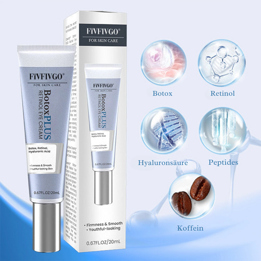 Fivfivgo® BotoxPLUS Retinol Augencreme - Dermatologe empfohlen (Augencreme gegen feine Linien, Falten, dunkle Augenringe, dunkle Flecken und tägliches Anti-Aging)