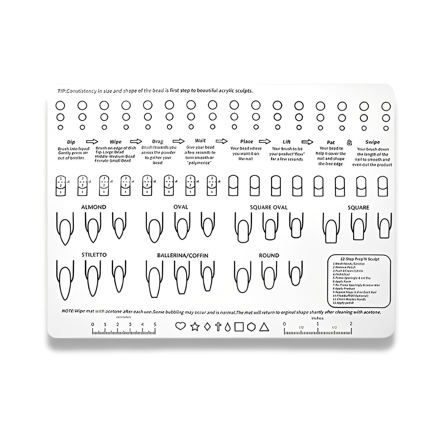 Reusable Acrylic Nail Art Practice Sheet Nail Every Day And Night White 