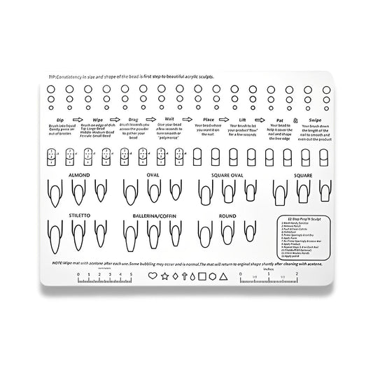 Reusable Acrylic Nail Art Practice Sheet Nail Every Day And Night White 