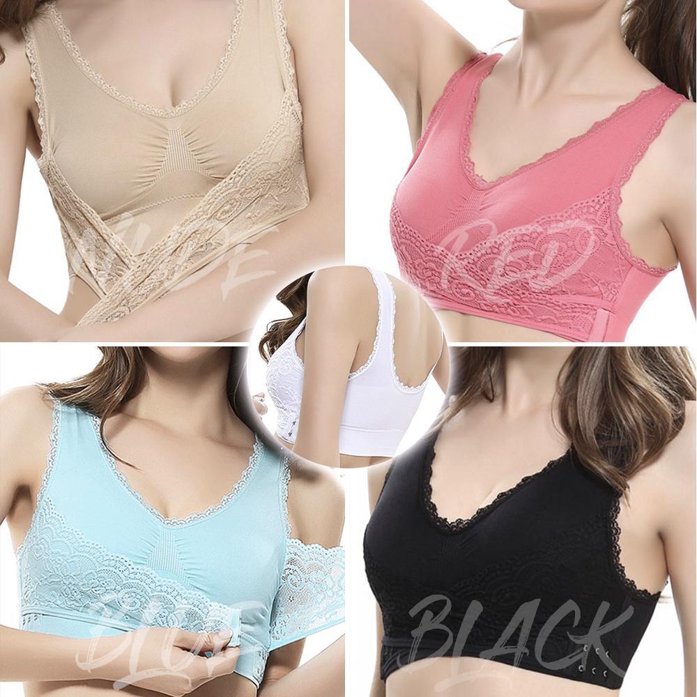 Front Cross Side Buckle Wireless Lace Bra