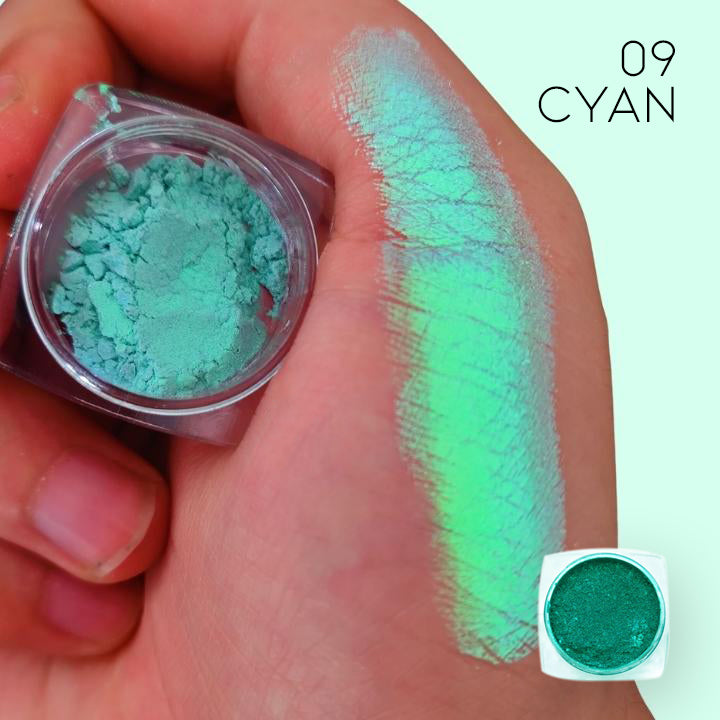 Color Reflect Multichrome Eyeshadow Powder Make-up Every Day And Night 09 Cyan 1PC 