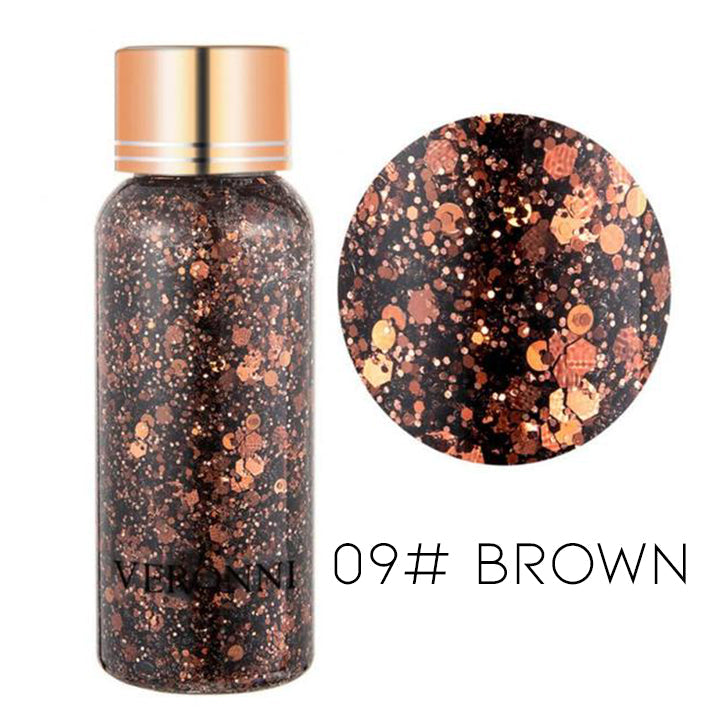 High Shine Body & Hair Large Glitter Gel Make-up Every Day And Night 09# Brown 1 pc 