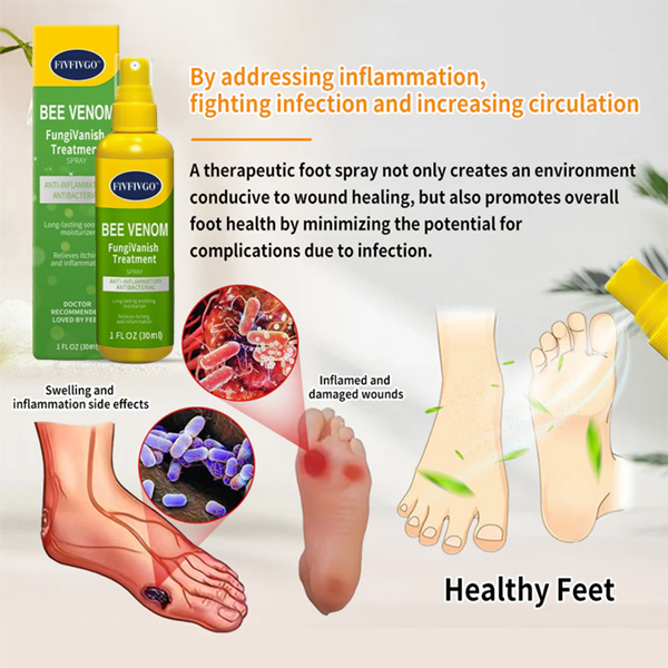 Fivfivgo™ BeeVenom FungiVanish-Behandlungsspray👨‍⚕️ (Fördert die Nagelregeneration, beseitigt wirksam Nagelpilz, Fußpilz und Fußgeschwüre)