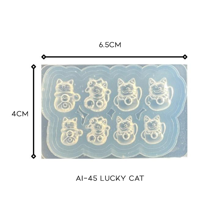 3D Nail Art Silicone Mold Nail Every Day And Night AI-45 Lucky Cat 