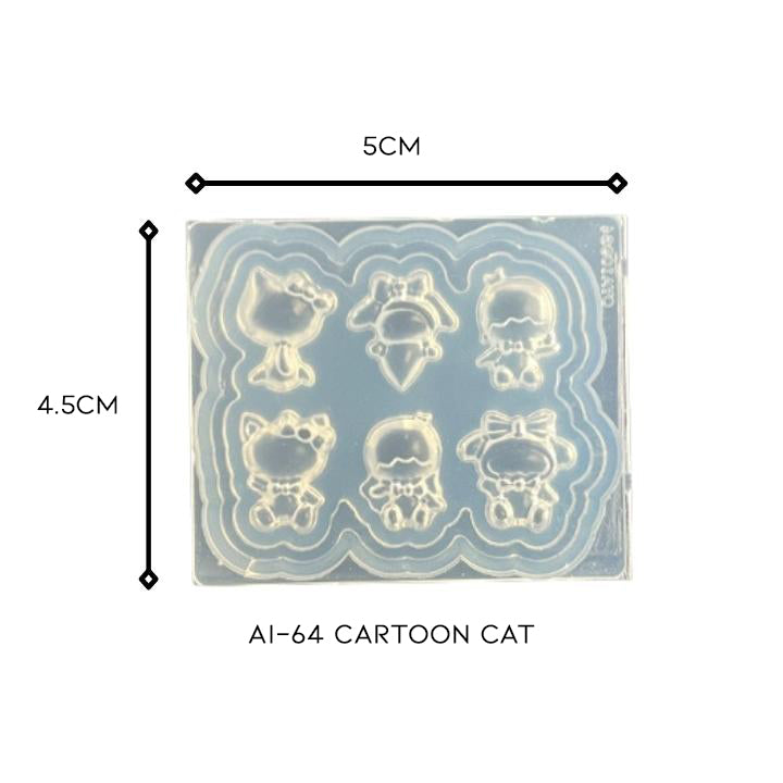 3D Nail Art Silicone Mold Nail Every Day And Night AI-64 Cartoon Cat 