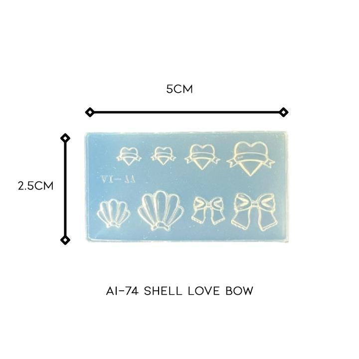 3D Nail Art Silicone Mold Nail Every Day And Night AI-74 Shell Love Bow 