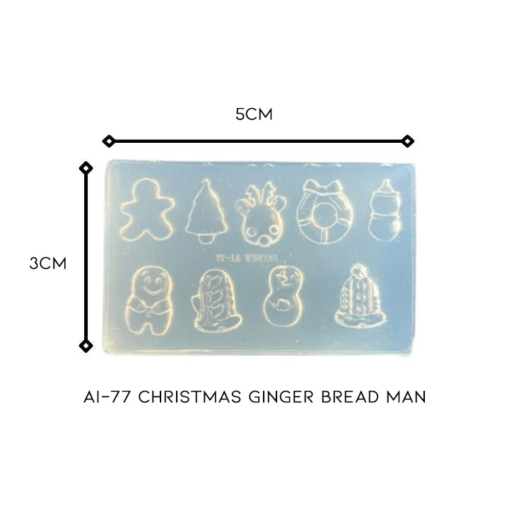 3D Nail Art Silicone Mold Nail Every Day And Night AI-77 Christmas Ginger Bread Man 