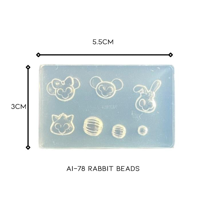 3D Nail Art Silicone Mold Nail Every Day And Night AI-78 Rabbit Beads 