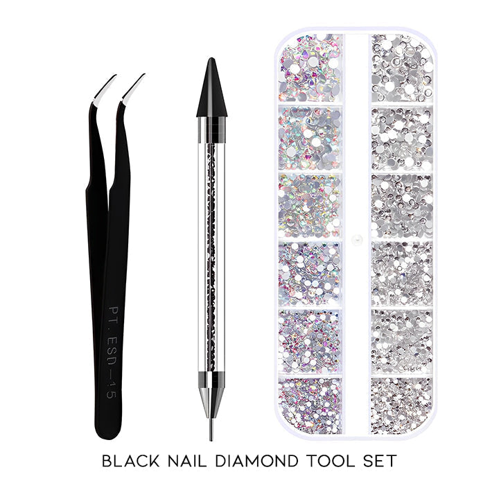Perfect Stick-On Nail Diamond Tool Set Nail Every Day And Night Black 