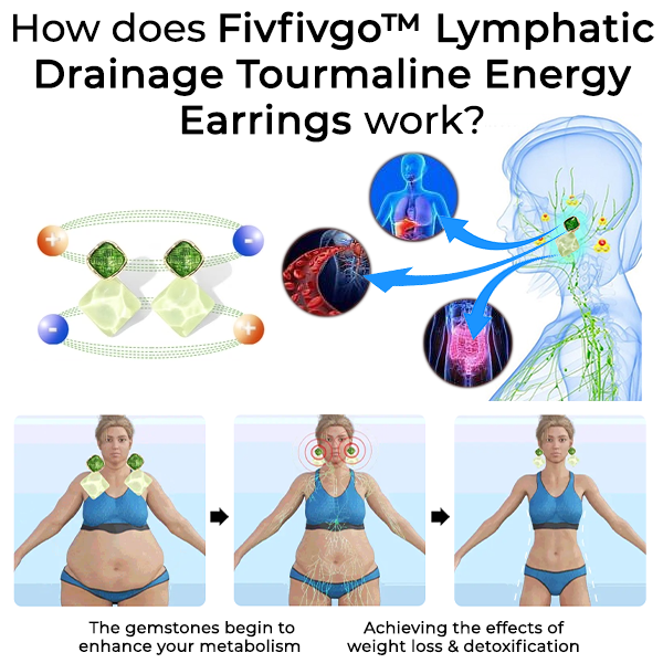 Orecchini energetici in tormalina Fivfivgo™ per il drenaggio linfatico
