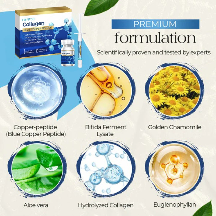 Fivfivgo™ Ensemble d'Essence de Peptide de Cuivre Bleu Collagène