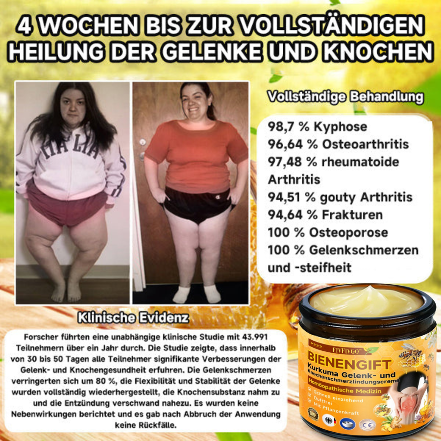 Fivfivgo™ Bienengift- und Kurkuma-Gelenk- und Knochenschmerzlinderungscreme (Spezialisiert auf Gelenk- und Arthritisbeschwerden & empfohlen von der AAOS)